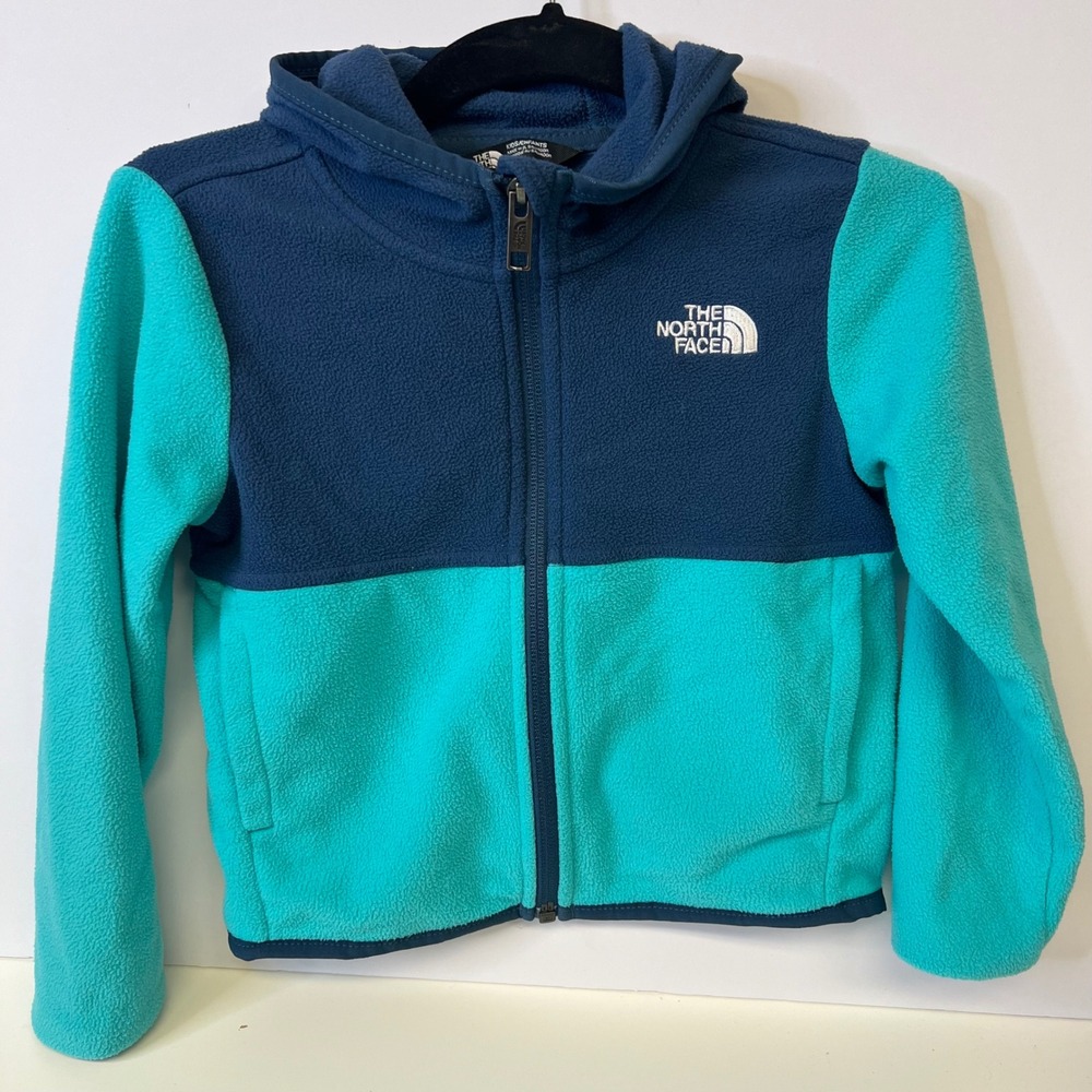 The North Face Kids Blue Teal Glacier Full Zip Hooded Fleece Jacket Size 3 3T